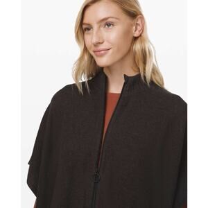 LULULEMON Call Me Cozy Sweater Full Zip Wrap Heathered Black Gray One Size Pima